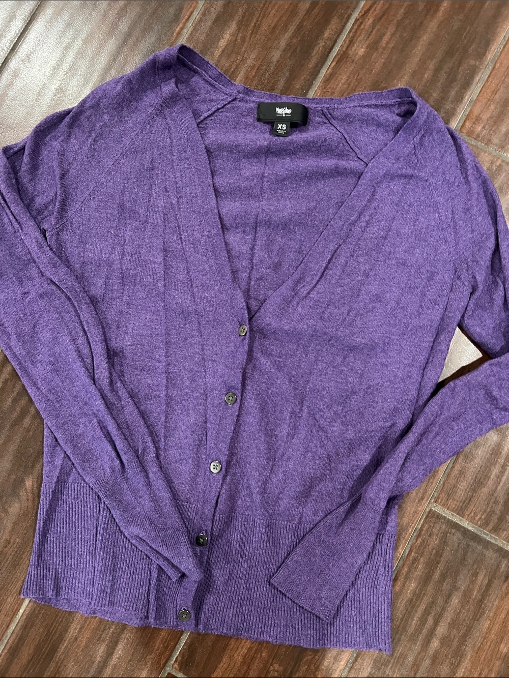 Purple Lightweight Button-Front V-Neck Cardigan
